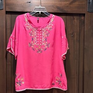 Vibrant Pink Embroidered Blouse